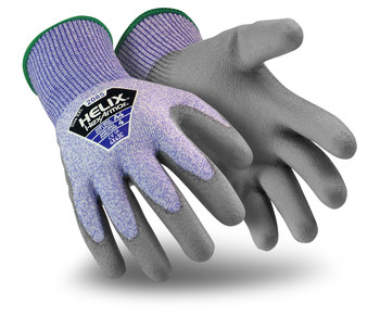HexArmor Helix 2085 Blue/Gray 5 Fiberglass/HPPE Seamless Coated Cut-Resistant Gloves - ANSI A4 Cut Resistance - Polyurethane Palm & Fingers Coating - 2085-XXS (5)