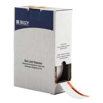 Picture of Brady ToughWash Black, Orange on White Polyester Thermal Transfer BM7C-2000-854-WAR Metal Detectable Printer Labels (Main product image)