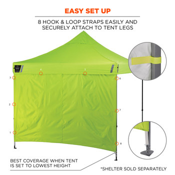 Ergodyne SHAX 6098 Commercial Pop-Up Tent Sidewall - 10 ft Height - Lime - 12998