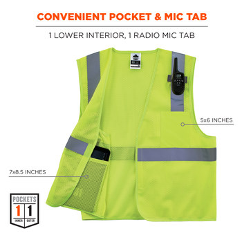 Ergodyne Glowear High-Visibility Vest 8210HL 21025 - Size Large/XL - High-Visibility Lime