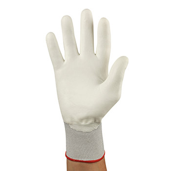 Ansell HyFlex 11-410 White 6 Knit Work Gloves - Nitrile Full Coverage Except Cuff Coating