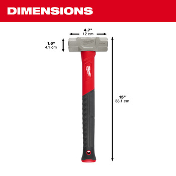 Milwaukee Forged Steel Engineer Hammer 48-22-9312 - Rubber Flared Handle - 40 oz Head