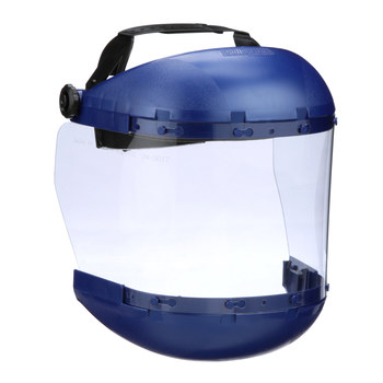 Sellstrom Sta-Clear Blue Plastic Full Face Shield - Ratcheting System Adjustment - Anti-Fog - 327380-05125