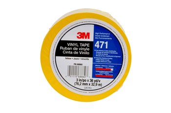 3M 471 Yellow Marking Tape - 1 1/2 in Width x 36 yd Length - 5.2 mil Thick - 07182