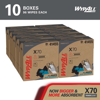 Kimberly-Clark WypAll PowerClean X70 Wiper 41455, Hydroknit, - 9.1 in x 16.8 in - White