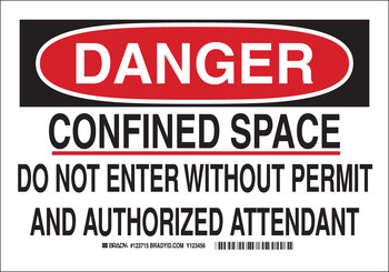 Picture of Brady B-401 Polystyrene Rectangle White English Confined Space Sign part number 123714 (Main product image)