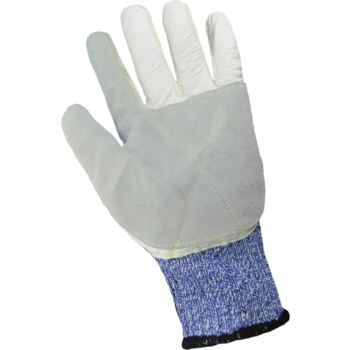 Global Glove Samurai CR900LF Blue/White XL Grain Cowhide Cut-Resistant Gloves - ANSI A5 Cut Resistance - CR900LF/XL