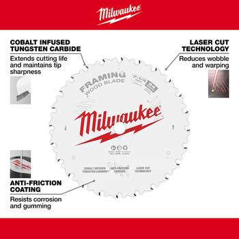 Milwaukee Circular Saw Blade 48-40-0720 - 7 1/4 in Diameter - Cobalt Infused Tungsten Carbide