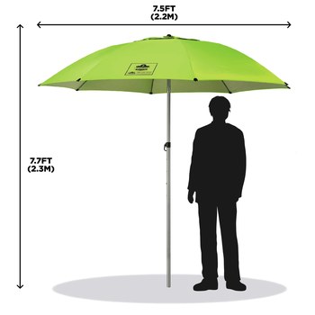 Ergodyne SHAX 6100 Industrial Umbrella - 7 1/2 ft Height - Polyester - Hi-Vis Lime - 12967