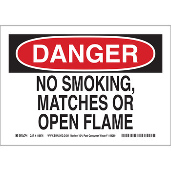 Picture of Brady B-563 High Density Polypropylene Rectangle White English No Smoking Sign part number 116140 (Main product image)