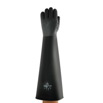 Ansell AlphaTec 87-950 Extra Heavy Duty Black Latex Rubber Gloves Long Cuff 