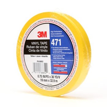 3M 471 Black Vinyl Tape, 1 x 36 yds., 5.2 Mil Thick