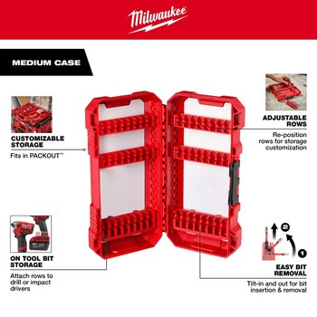 Milwaukee Red Polypropylene Medium Case - 1.5 in Length - 8.58 in Wide - 48-32-9921