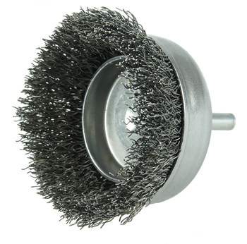 Weiler Wolverine Steel Cup Brush - Unthreaded Stem Attachment - 3 in Diameter - 0.014 in Bristle Diameter - 36230