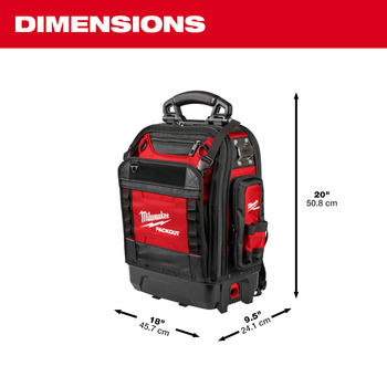 Milwaukee PACKOUT Black/Red Polyester Structured Backpack - 9.5 in Length - 18 in Wide - 48-22-8303