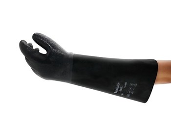Ansell AlphaTec 19-938 Black 10 Supported Chemical-Resistant Gloves - 18 in Length - Rough Finish - 215026