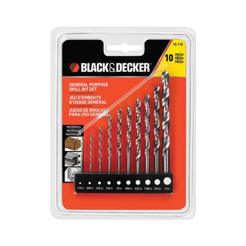 Black & Decker Drill Bit Set 15-110, Spiral Flute, High-Speed