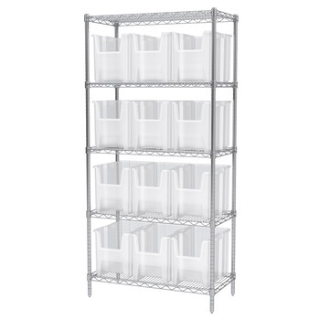 Picture of Akro-Mils AWS183613014SC Stak-N-Store 2000 lb Adjustable Clear Chrome Steel Open Fixed Shelving System (Main product image)