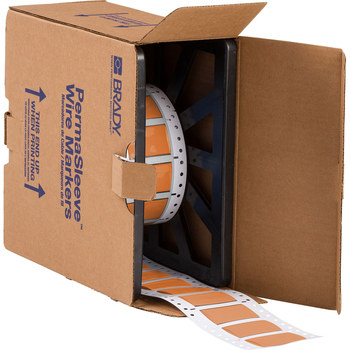 Picture of Brady Permasleeve Orange Heat-Shrinkable Polyolefin Thermal Transfer 2HX-750-2-OR-2 Die-Cut Thermal Transfer Printer Sleeve (Main product image)