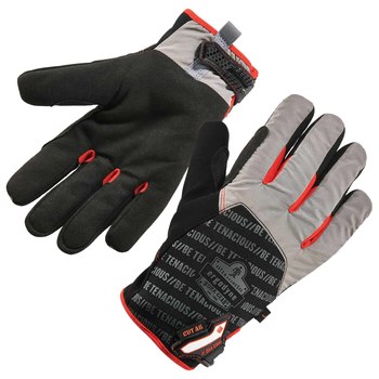 Ergodyne ProFlex 814CR6 Black/Gray Large Synthetic Cold Condition Gloves - Armortex Palm & Fingers Coating - 17214