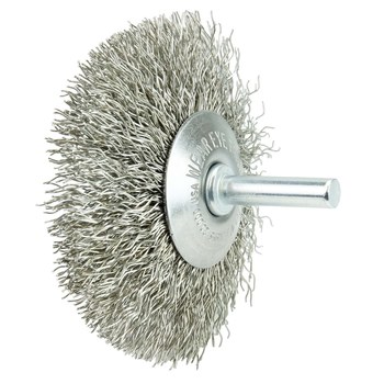Weiler 17937 Wheel Brush - 3 in Dia - Crimped Stainless Steel Bristle