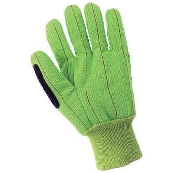 green cotton work gloves