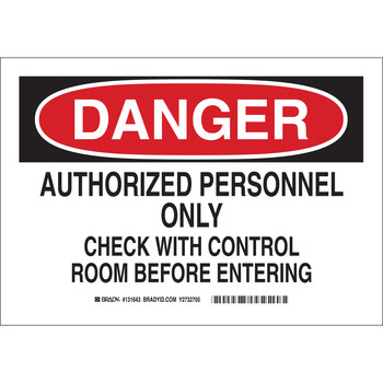 Picture of Brady B-555 Aluminum Rectangle White English Restricted Area Sign part number 131639 (Main product image)