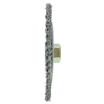 Weiler Roughneck 09500 Wheel Brush - 6 in Dia - Knotted - Stringer Bead Stainless Steel Bristle