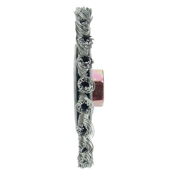 Weiler 13272 Wheel Brush - 4 in Dia - Knotted - Cable Twist Stainless Steel Bristle