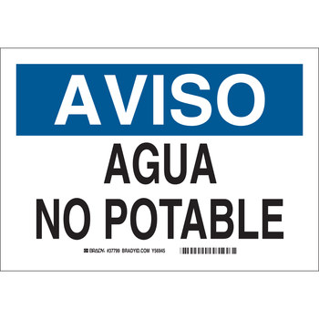 Picture of Brady B-302 Rectangle White Spanish Water Sanitation Sign part number 37799 (Main product image)