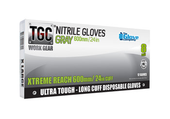 The Glove Company TGC WorkGear Gray XL Nitrile Disposable Gloves - 24 in Length - Textured Finish - 8 mil Thick - 162604