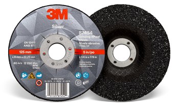 3M Silver Depressed-Center Grinding Wheel 87454, 5 in, Ceramic
