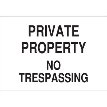 Picture of Brady B-555 Aluminum Rectangle White English No Trespassing Sign part number 40812 (Main product image)