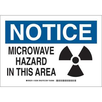 Picture of Brady B-555 Aluminum Rectangle White English Radiation Hazard Sign part number 129294 (Main product image)