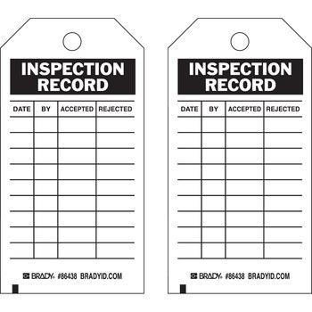 Picture of Brady Black on White Laminated, Metal Grommet, Write-On Polyester / Paper General Inspection 86438 General Inspection Tag (Main product image)