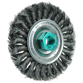 Weiler 13116 Wheel Brush - 4 in Dia - Knotted - Standard Twist Steel Bristle