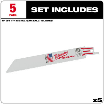Milwaukee SAWZALL Reciprocating Saw Blade 48-00-5186 - 24 TPI - 0.75 in Width x 0.035 in Thick - Bi-Metal