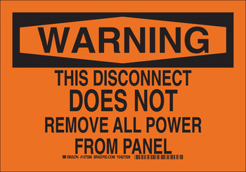 Picture of Brady B-401 Polystyrene Rectangle Orange English Electrical Safety Sign part number 127585 (Main product image)