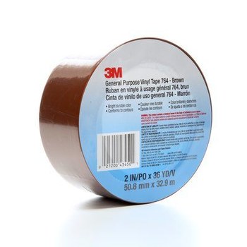 3M 764 Brown Marking Tape - 2 in Width x 36 yd Length - 5 mil Thick - 43450