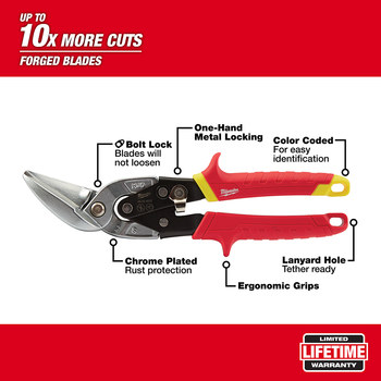 Milwaukee 48-22-4532 Aviation Snips - Steel - 10 in - 50367