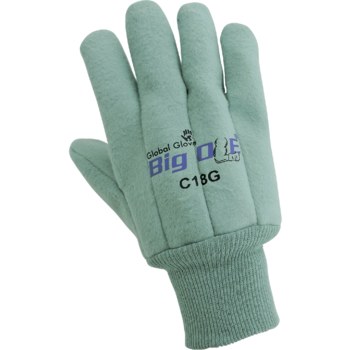 Global Glove Big Ole Green Men Cotton Work Gloves - Straight Thumb - C18G