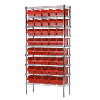 Picture of Akro-Mils AWS143630090 Shelfmax 2000 lb Adjustable Red Chrome Steel Open Fixed Shelving System (Main product image)