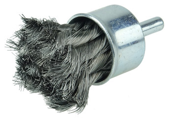 Weiler Steel Cup Brush - Unthreaded Stem Attachment - 1-1/8 in Diameter - 0.006 in Bristle Diameter - 10141