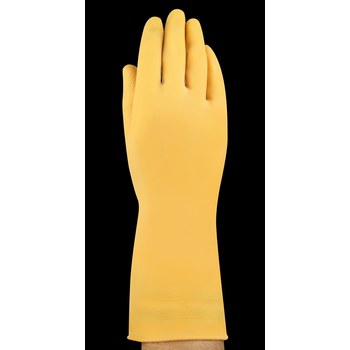Ansell AlphaTec 88-343 Yellow 10 Latex Unsupported Chemical-Resistant Gloves - 12 in Length - Diamond Embossed Finish - 20 mil Thick - 193437