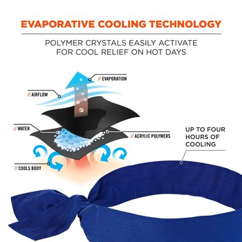 Ergodyne Chill-Its 6700 Solid Blue Activated Polymer Bandana - Tie - 720476-12307