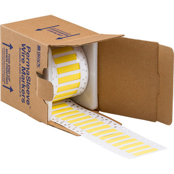 Picture of Brady Permasleeve Yellow Heat-Shrinkable, Self-Extinguishing Polyolefin Thermal Transfer 3PS-250-2-YL-S Die-Cut Thermal Transfer Printer Sleeve (Main product image)