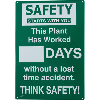 Picture of Brady Prinzing Polyethylene Rectangle Green English Safety Record Sign part number SM794E (Main product image)