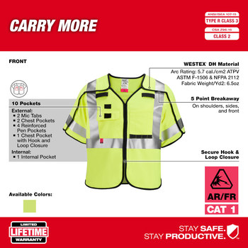 Milwaukee WESTEX High-Visibility Vest 48-73-5332 - Size Large/XL - Yellow - 60456