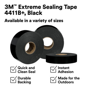 3M 7100361632 Black Extreme Sealing Tape - 3 in Width x 36 yd Length - 40 mil Thick - 75956