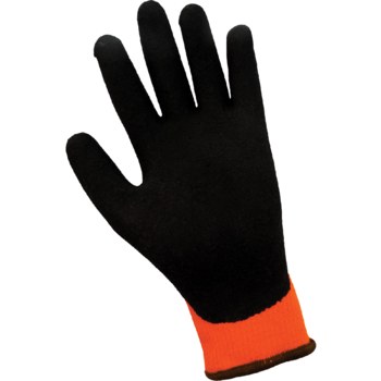 Global Glove Ice Gripster High-Visibility Orange Medium Brushed Acrylic Terry Cloth Work Gloves - Level A2 Cut Resistance - Rubber Latex Coating - 378INT-8(M)